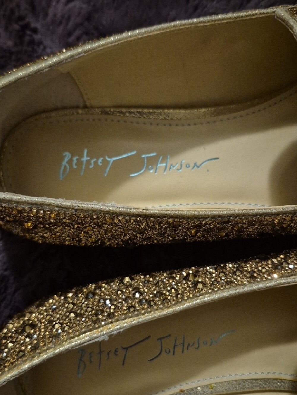 Betsey Johnson Gold Sequin Loafers - Picture 3 of 4